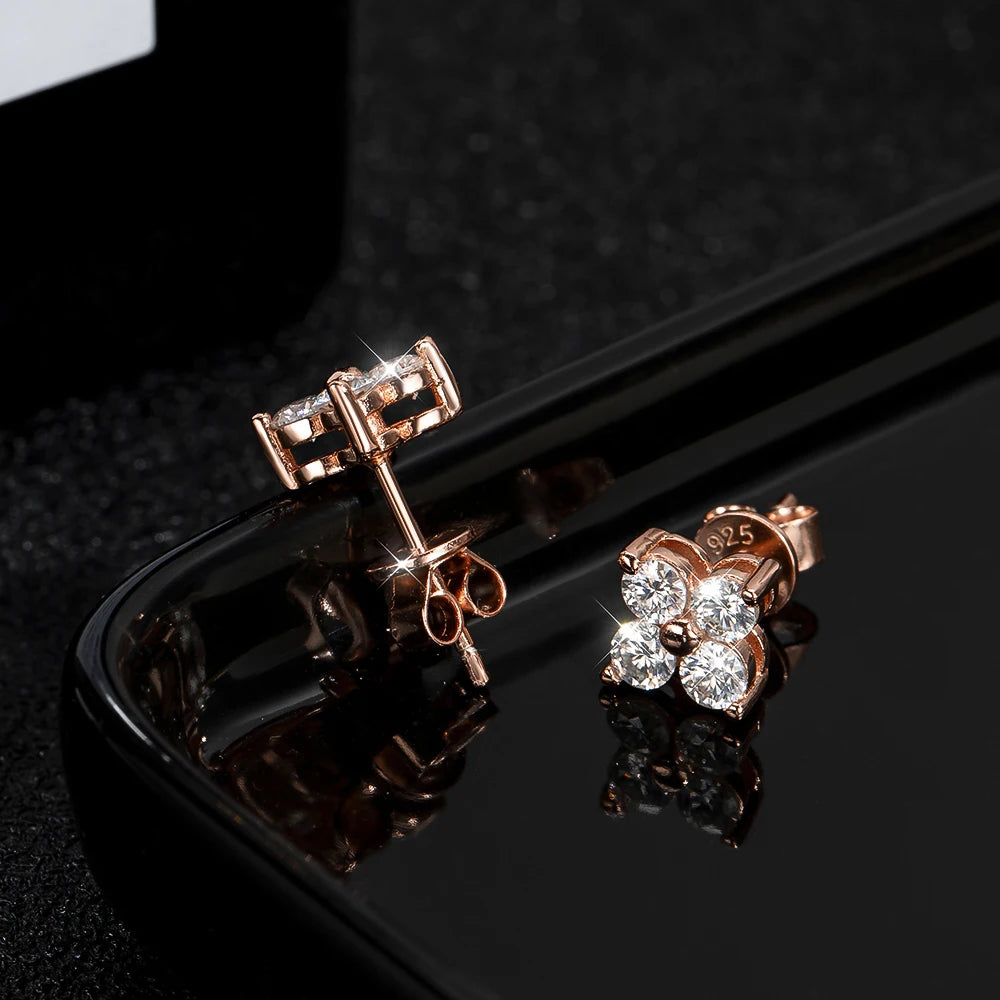 Celeste Four-Stone Stud Earrings - Moissanite Rose Gold | Unique Design