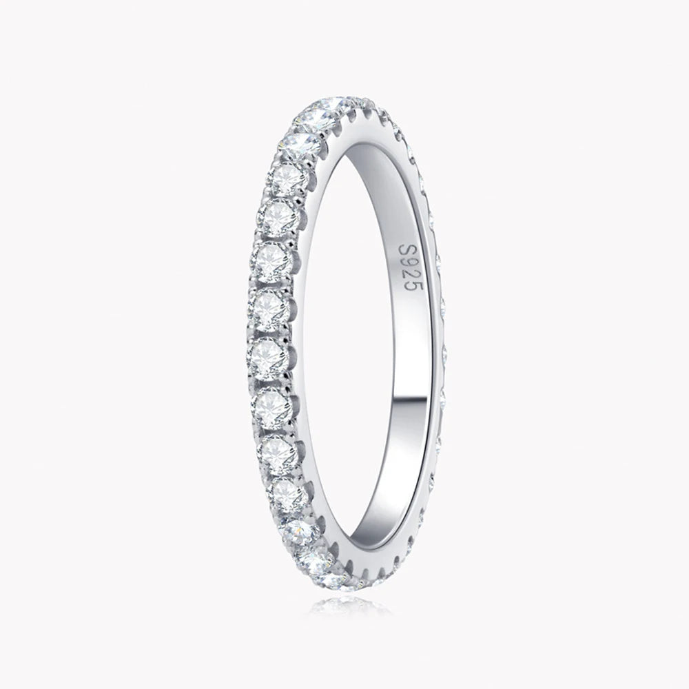 Radiance Eternity Moissanite Wedding Band - 925 Silver | Timeless Elegance
