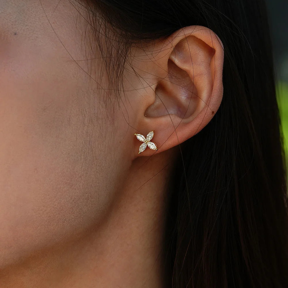 Celeste Four-Stone Stud Earrings - Moissanite Rose Gold | Unique Design