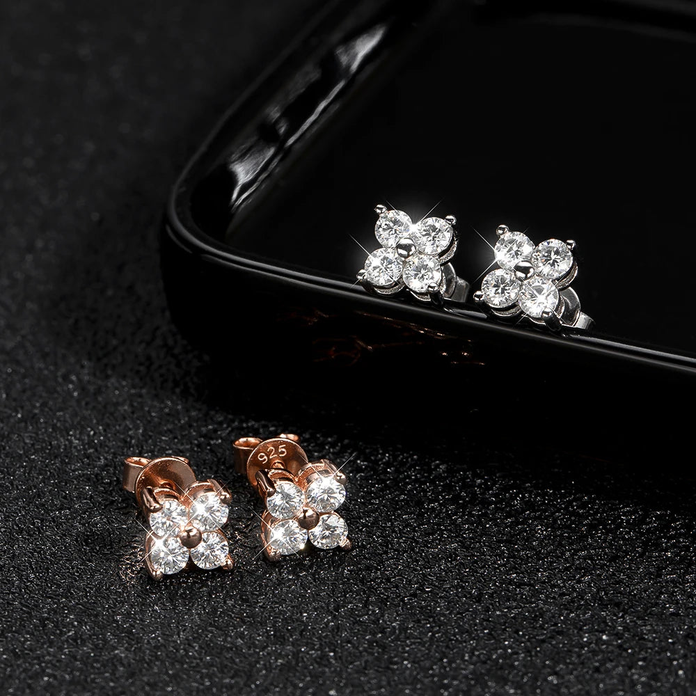 Celeste Four-Stone Stud Earrings - Moissanite Rose Gold | Unique Design